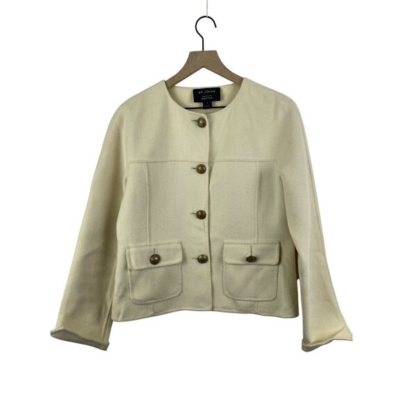 St. John Jackets & Blazers - St. John Women's 6 Cashmere Wool Angora Old Money Neutral Blazer Cream